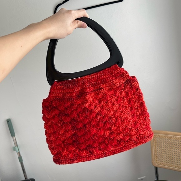 Vintage 70s Crochet Knitted Handbag Purse - Picture 5 of 10